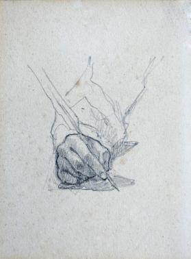 untitled (hand holding a quill, study for Thomas Jefferson)